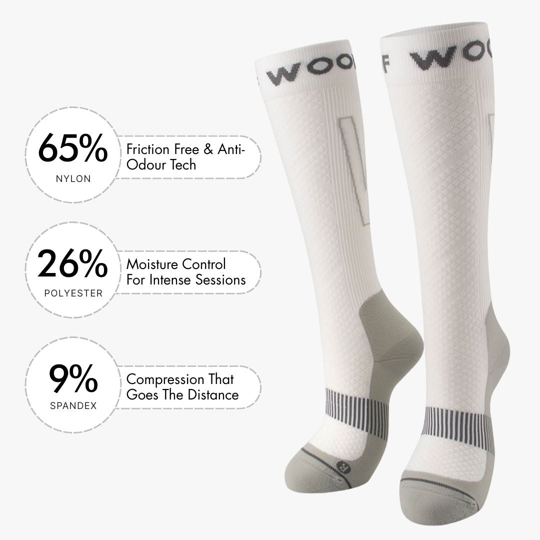 Performance Compression Socks, White and Grey