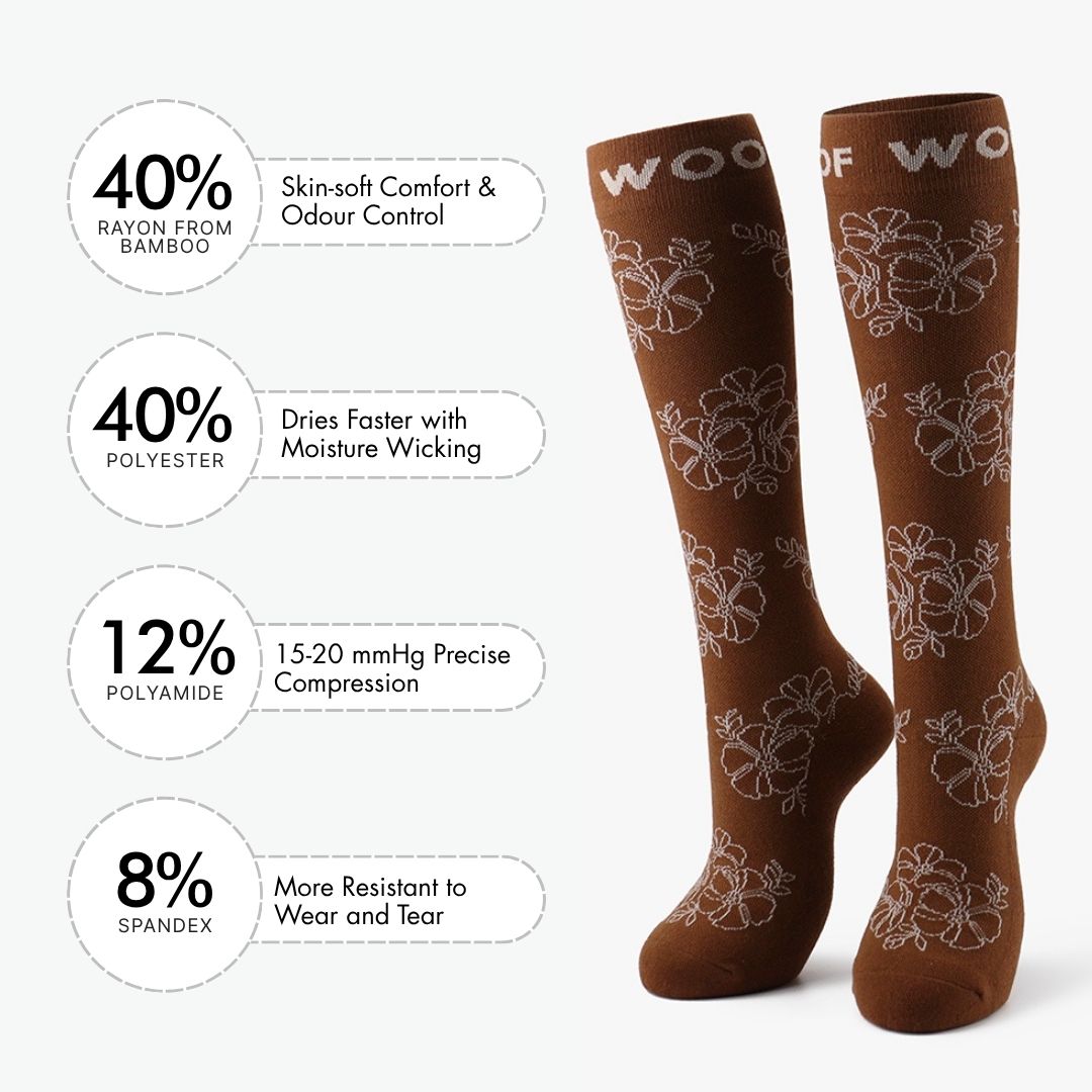 Pressed Flowers Bamboo Compression Socks