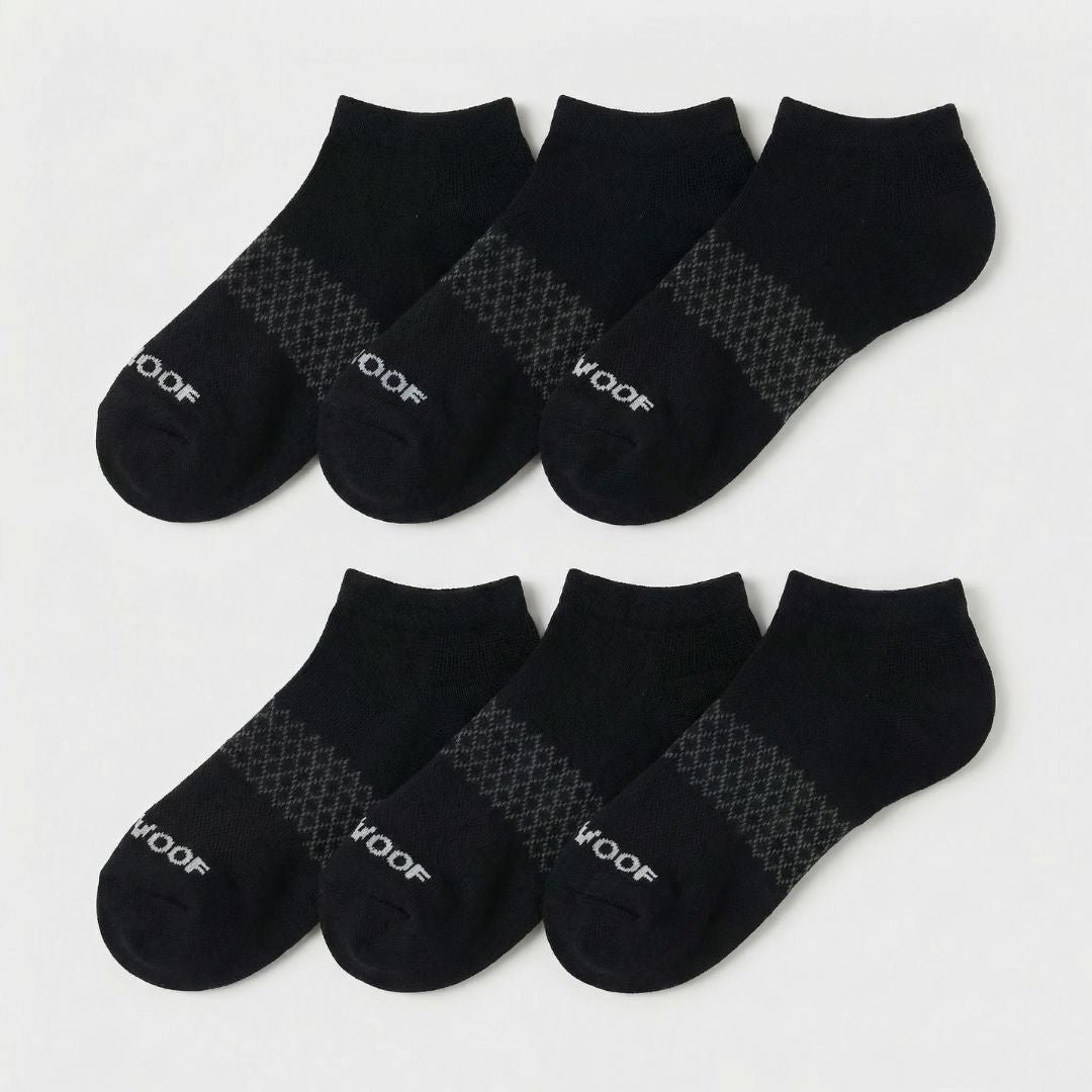 Black Bamboo Ankle Compression Socks 6 Pack
