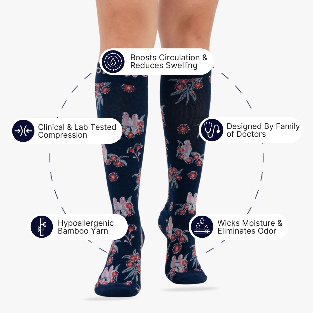 Australian Red Flowering Gum Bamboo Compression Socks