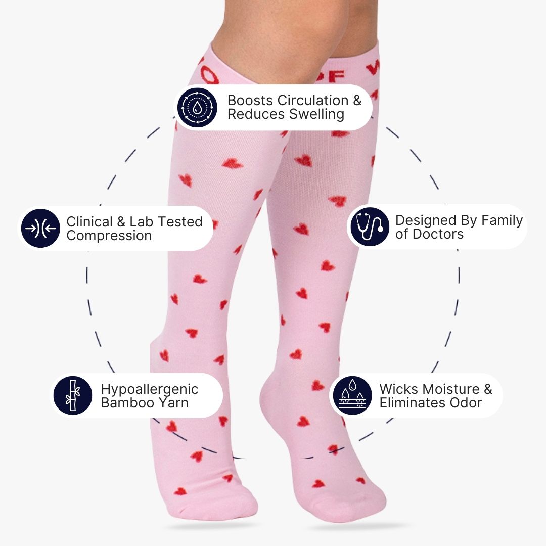 Tiny Hearts Bamboo Compression Socks